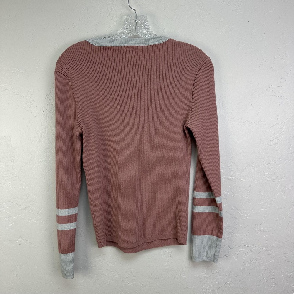 Faherty Shirt Womens Large Mauve Henley Long Sleeve Cashmere Blend WYC0006-MVE - Picture 2 of 8